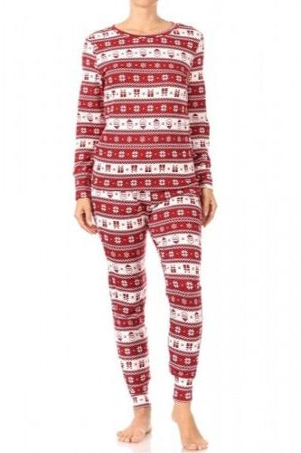 Christmas Pajamas - Fleece Lined with Long Sleeve Top
