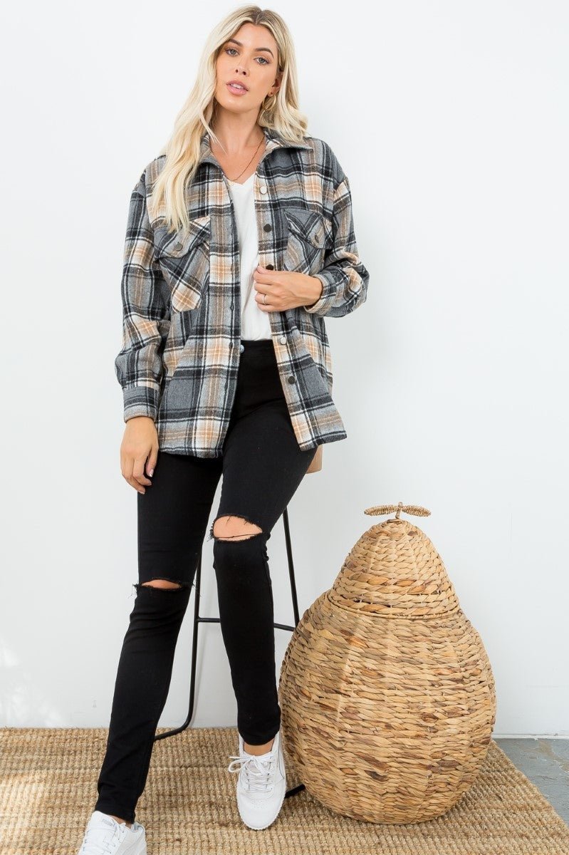 ZiA Apparel Plaid Button Down Shacket
