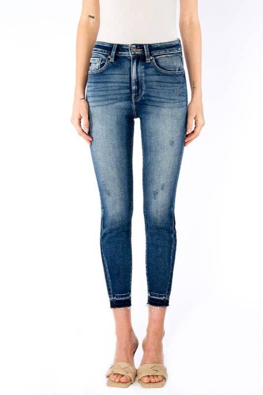 Step into Spring - High rise dark wash ankle skinny