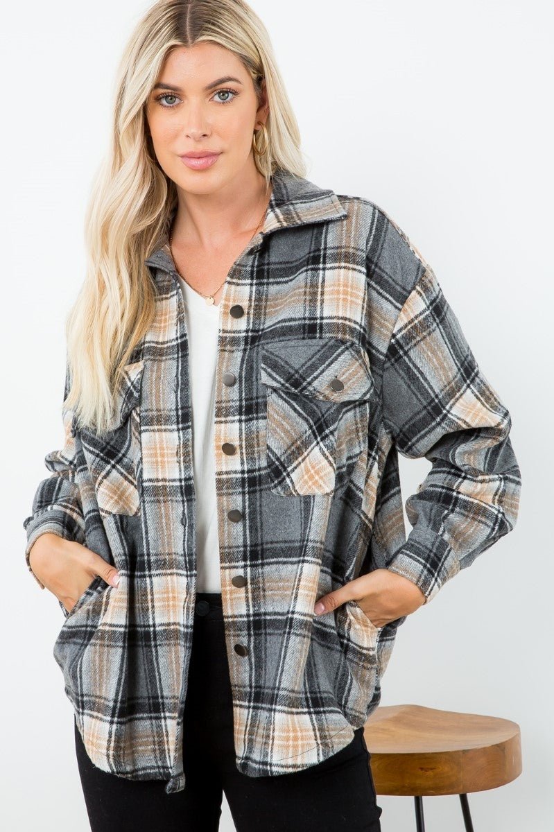 ZiA Apparel Plaid Button Down Shacket
