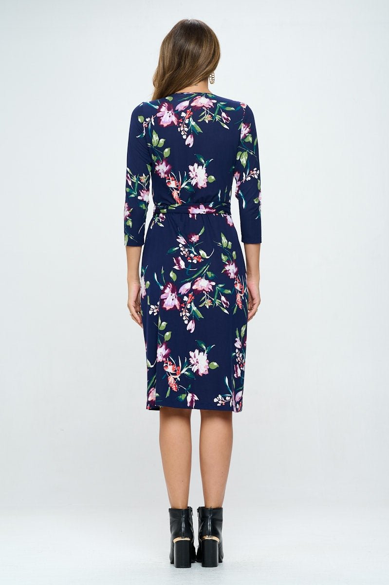 Angie V-Neck Wrap Dress With Tie