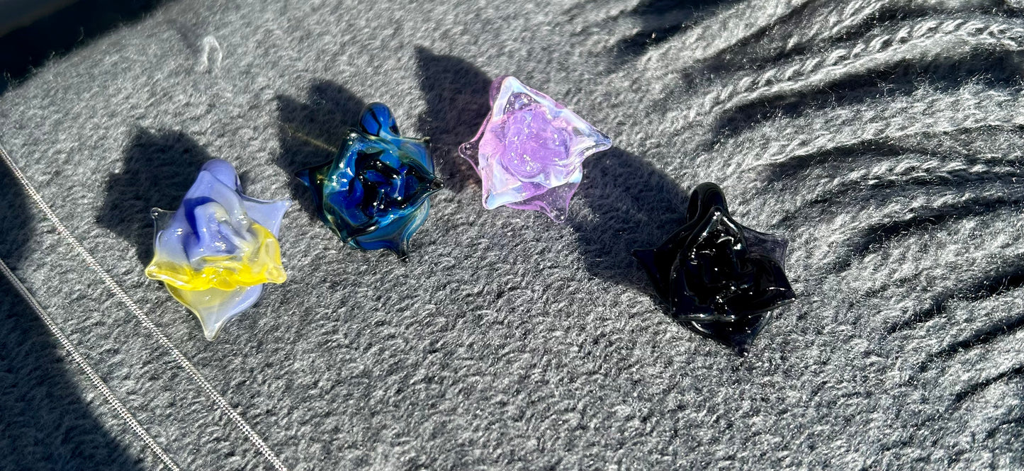 Headley's Glass Art Hand Blown Rose Pendant Necklaces