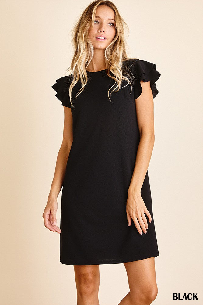 Ces Femme Ruffle Tiered Short Sleeve Shirt Dress.