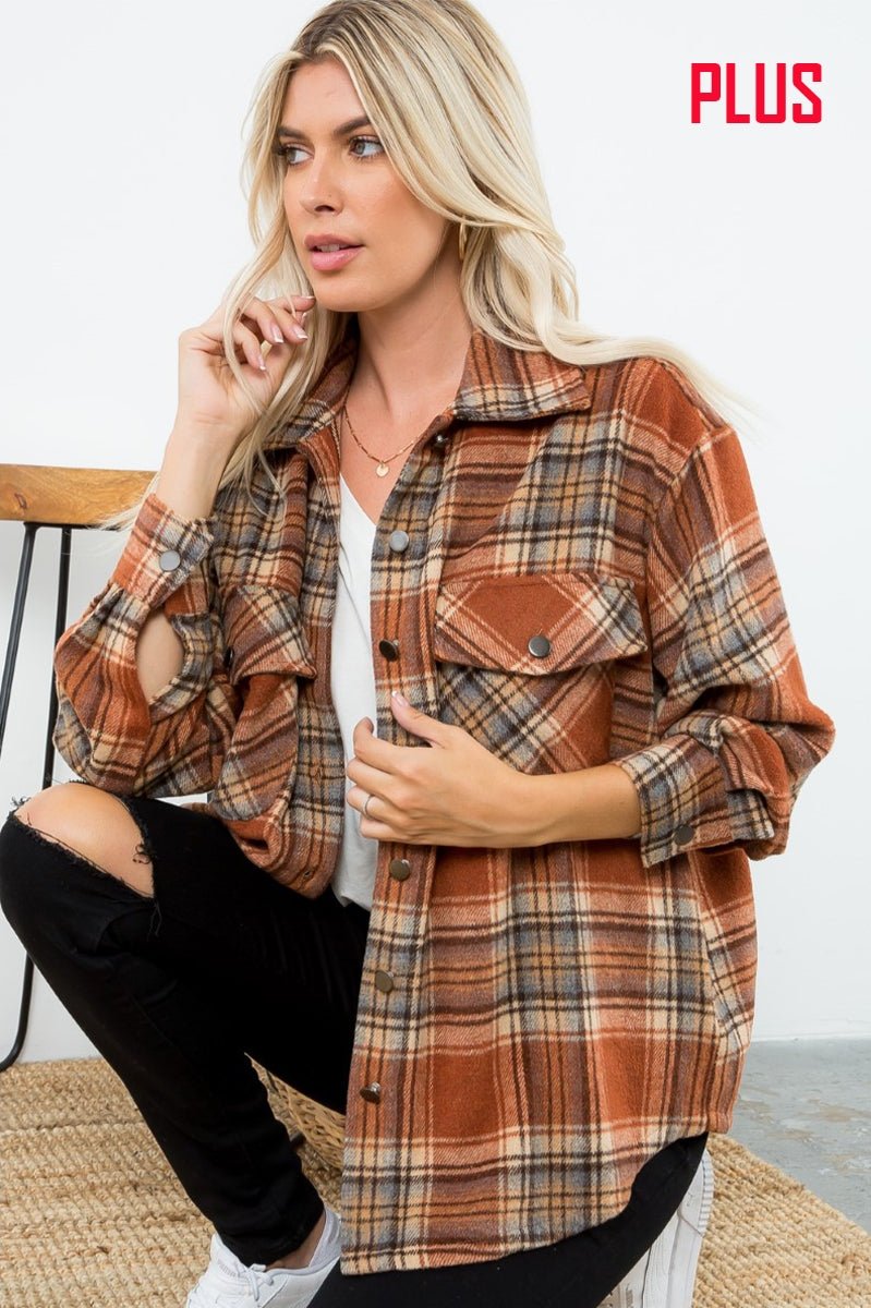 ZiA Apparel Plaid Button Down Shacket
