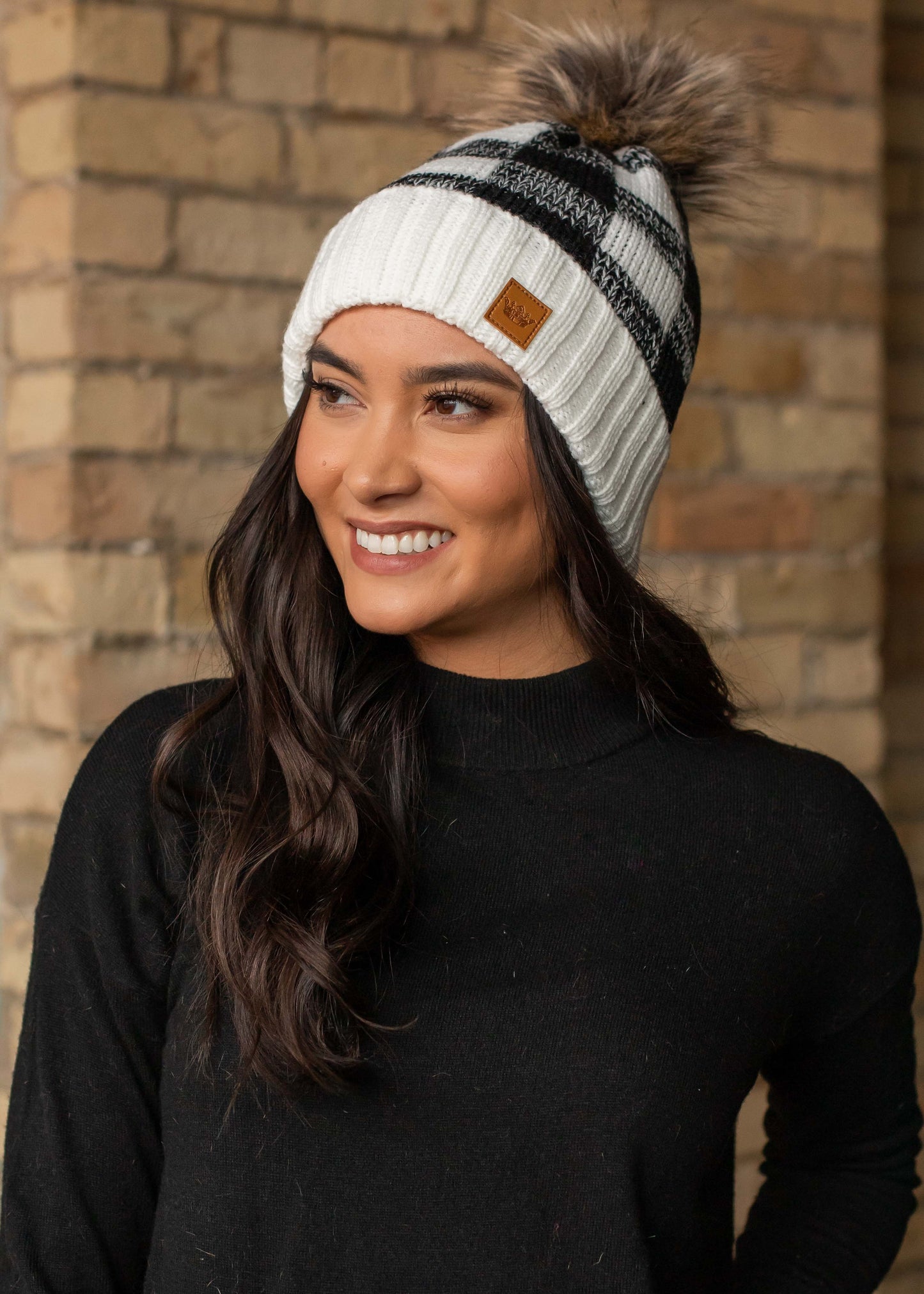 Fleece Lined Beanie/Hat with Pom