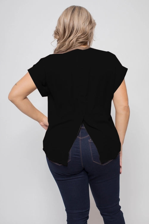 Curve Market Short Sleeve button black shirt