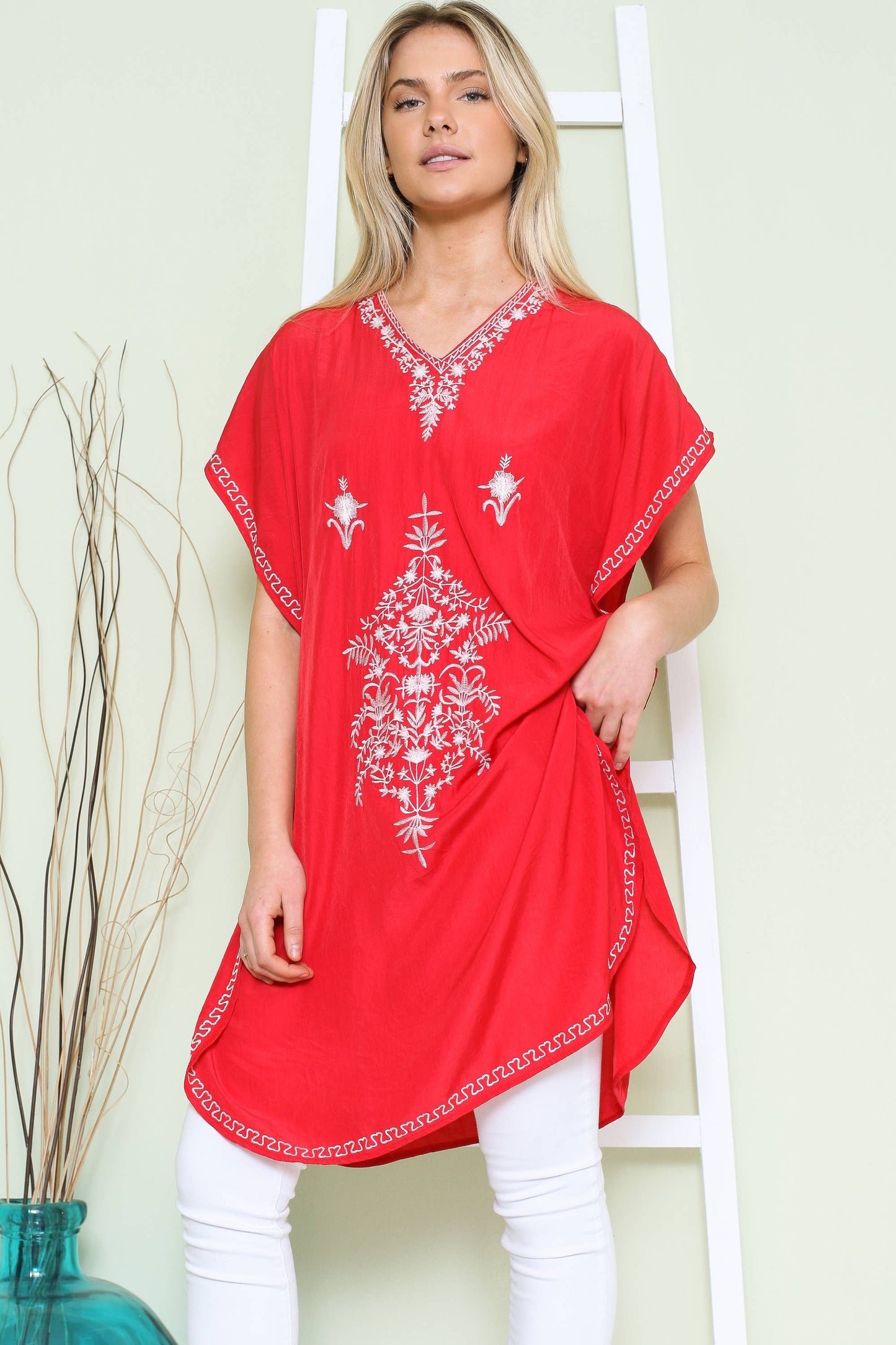 Justin & Taylor Swimwear Tunic With Front Embroidered Detail