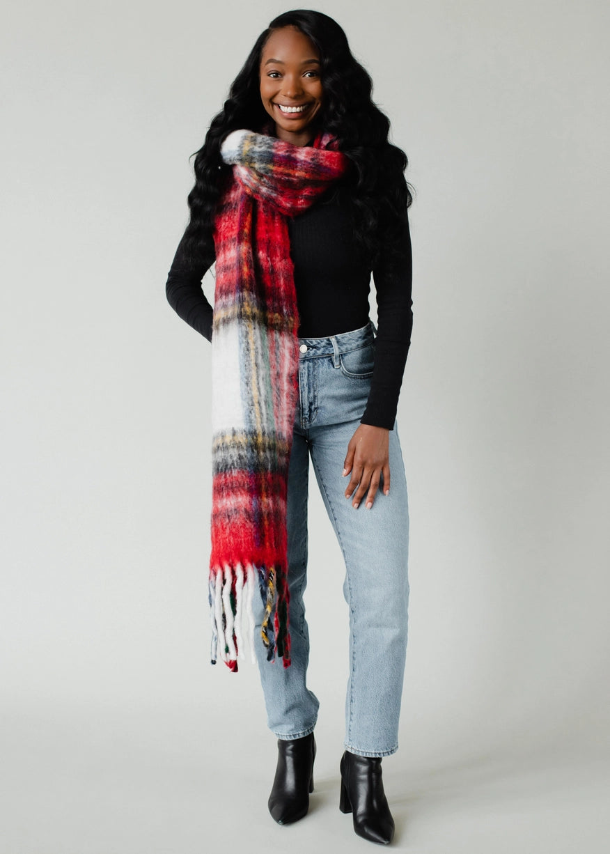 Panache Apparel Co. Red Multicolored Striped Scarf