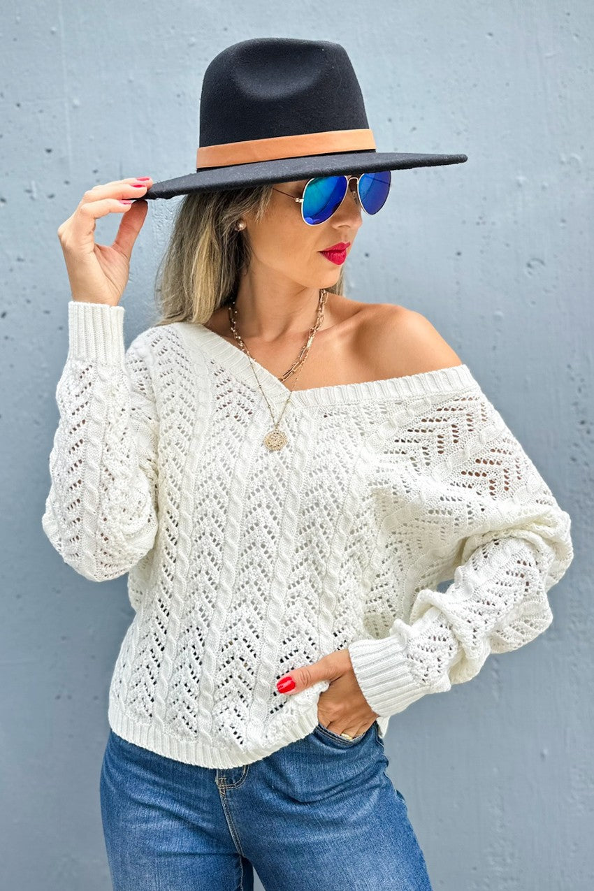 Amoli Textured Twist Detail Back Knit Top