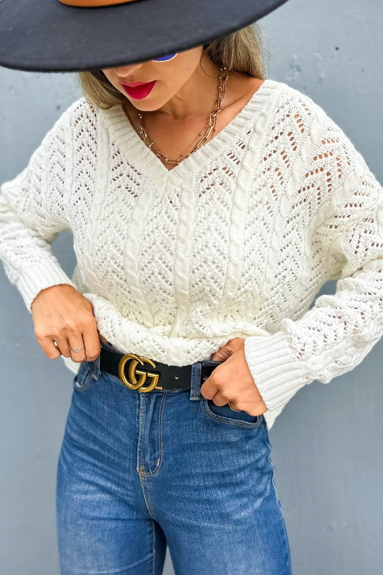 Amoli Textured Twist Detail Back Knit Top