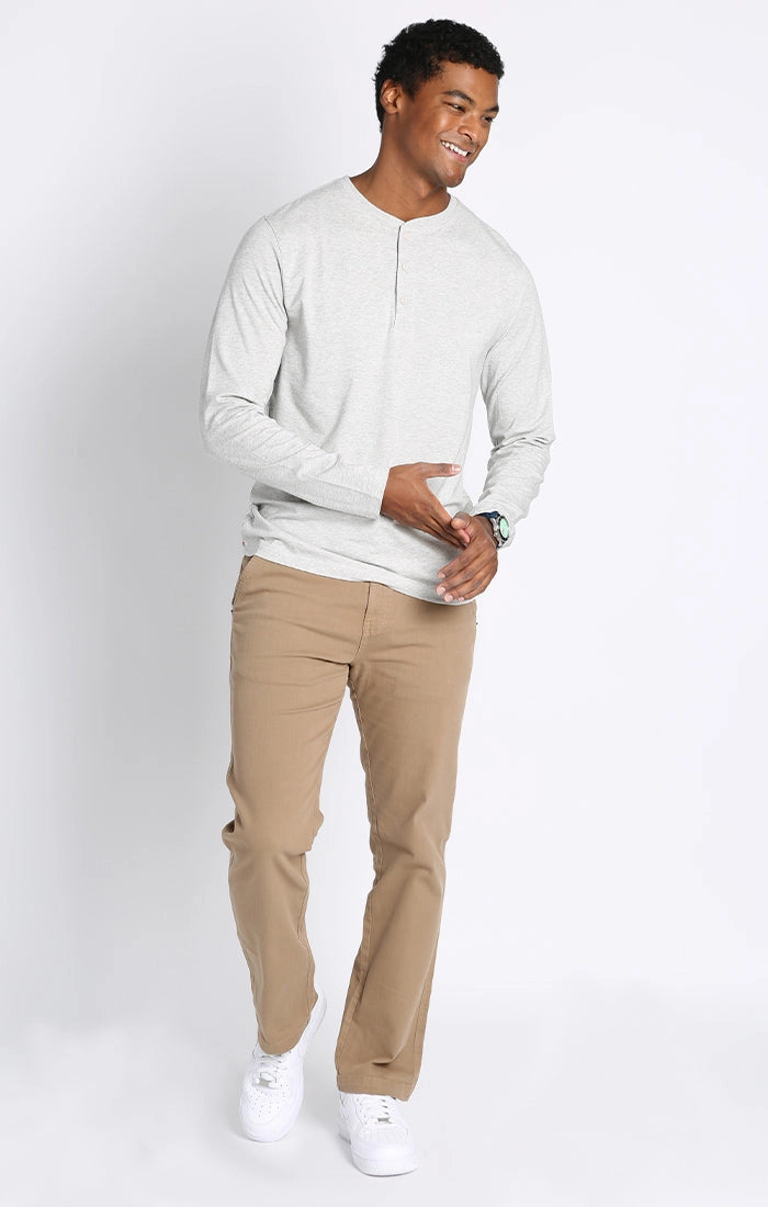 Jachs Light Grey Cotton Modal Blend Long Sleeve Henley