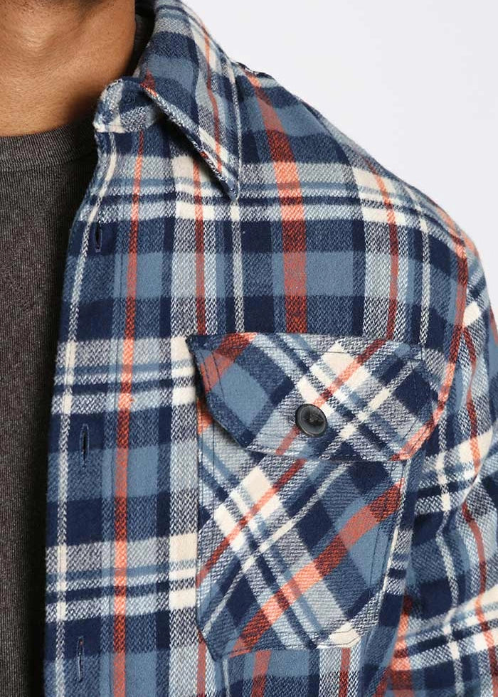 Jachs Blue Plaid Sherpa Lined Brushed Flannel