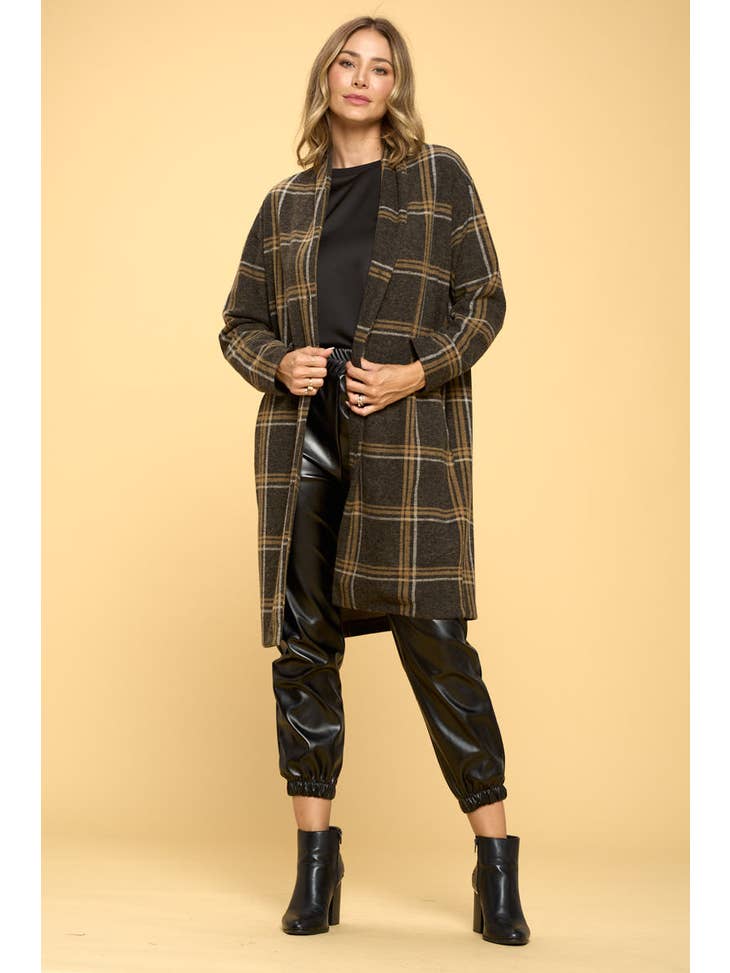 Fall is in the Air - Plaid Coat with Buttons and Pockets