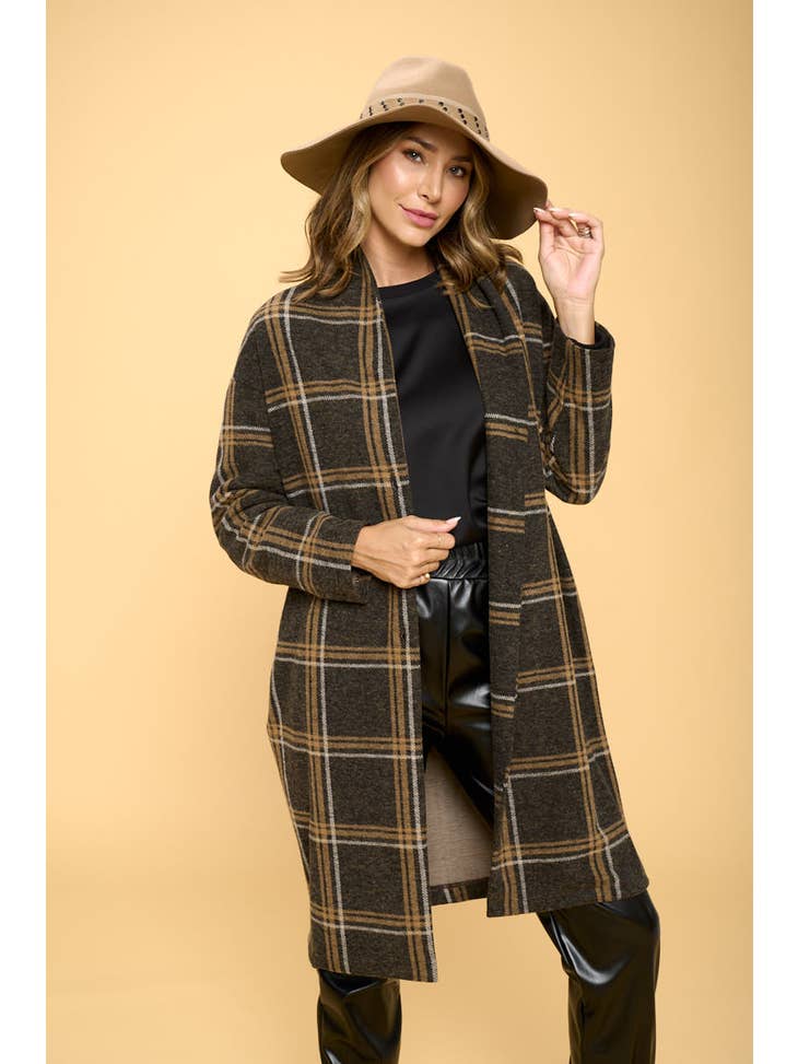 Fall is in the Air - Plaid Coat with Buttons and Pockets
