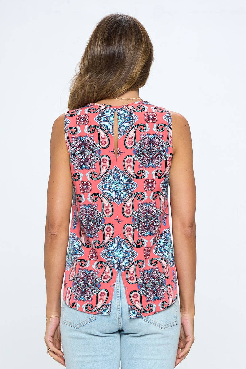 Renee C. Paisley Print Sleeveless Top