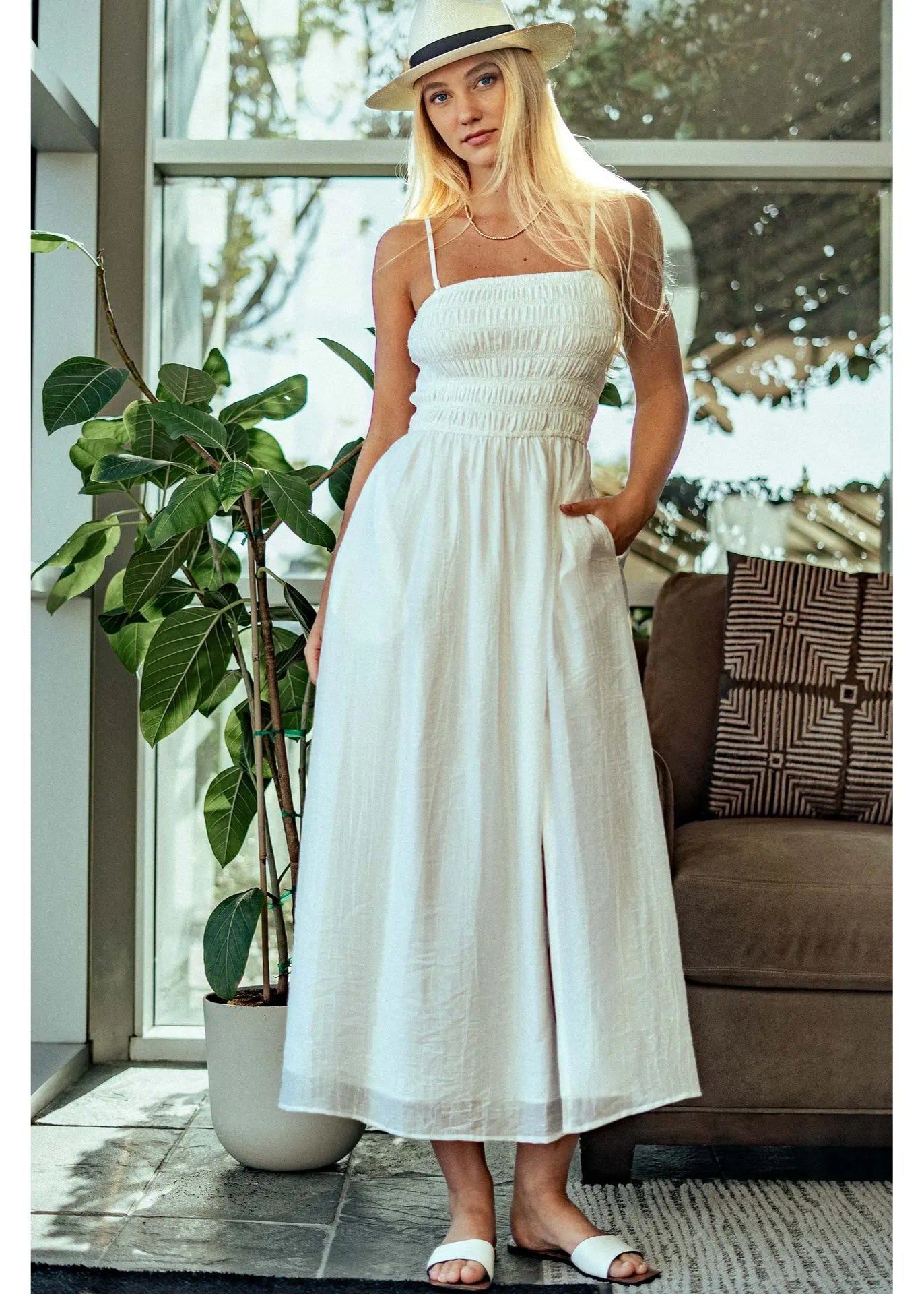Urban Daisy Smocked Tencel Maxi Summer Dress