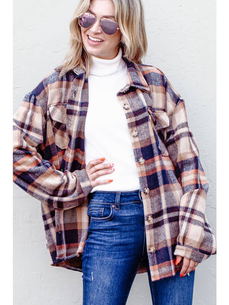 Fallin’ for Fall - Plaid Flannel Shirt Jacket - Curvy Girls