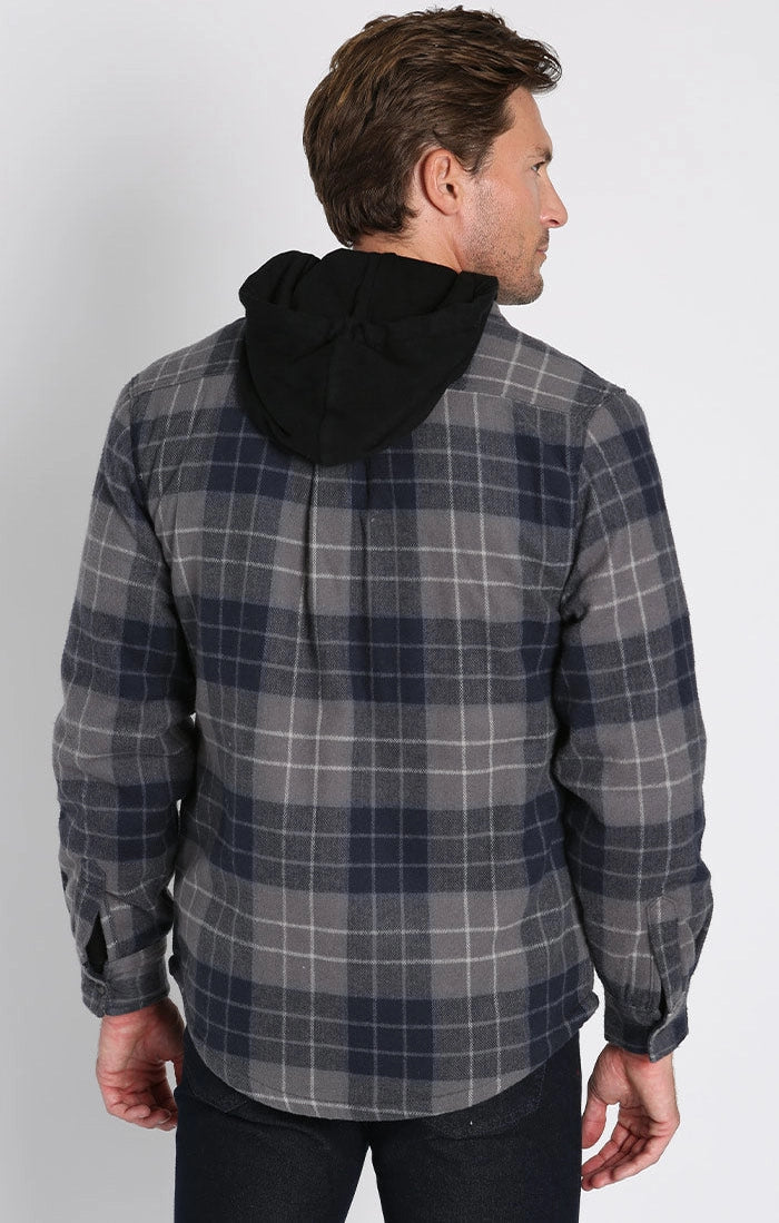 Jachs Grey and Navy Sherpa Lined Brushed Flannel