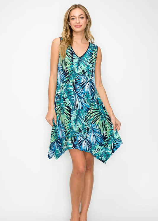 Perseption Printed Criss Cross Back Detail Sleeveless Dress