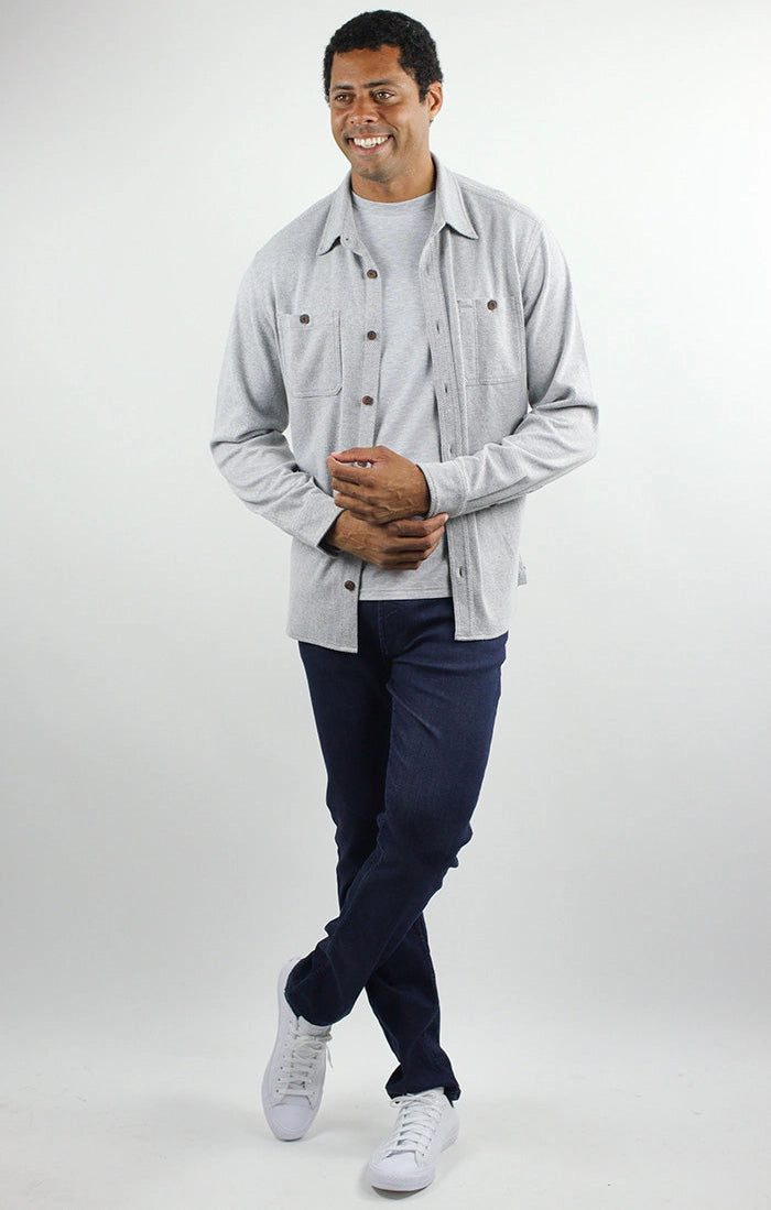 Jachs Light Grey Knit Flannel Shirt