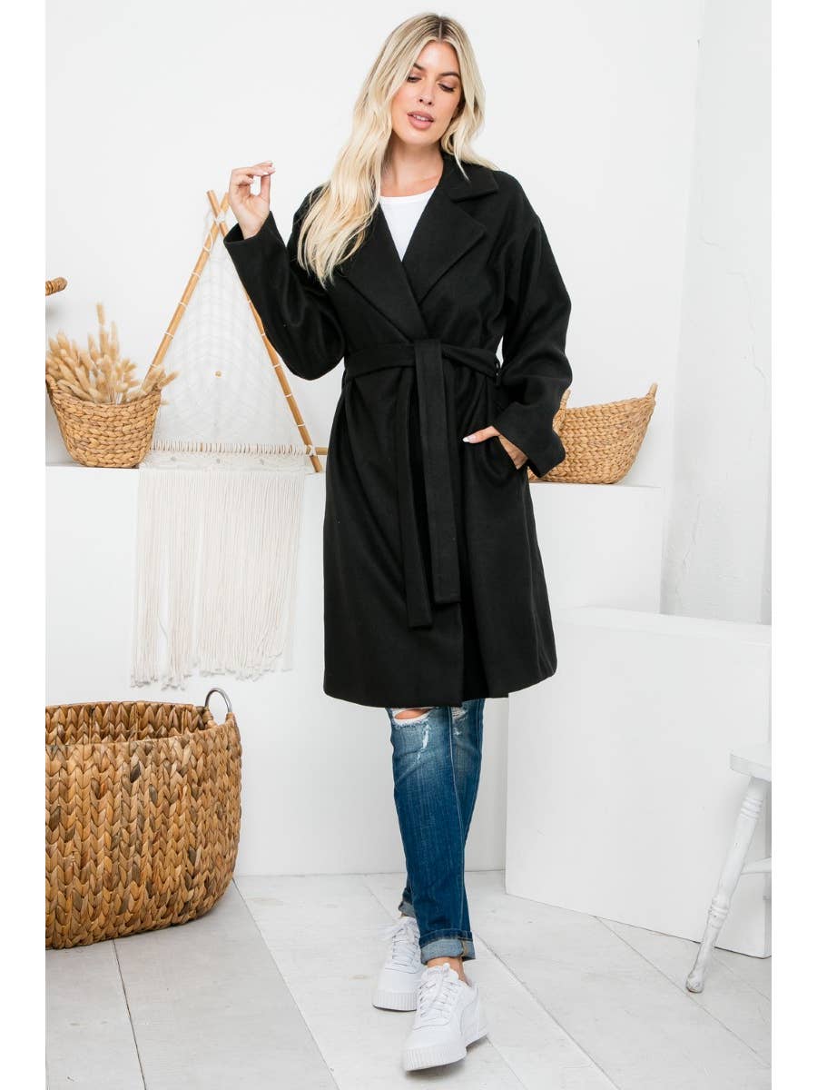 Black knee length store coat