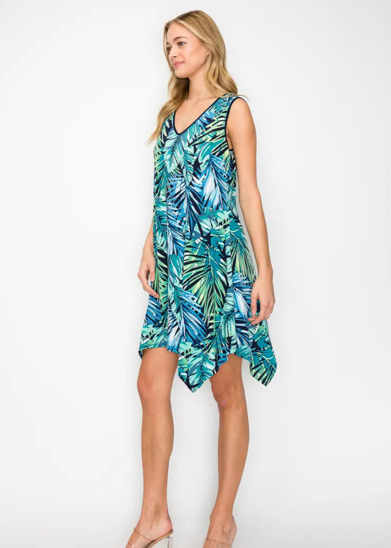 Perseption Printed Criss Cross Back Detail Sleeveless Dress