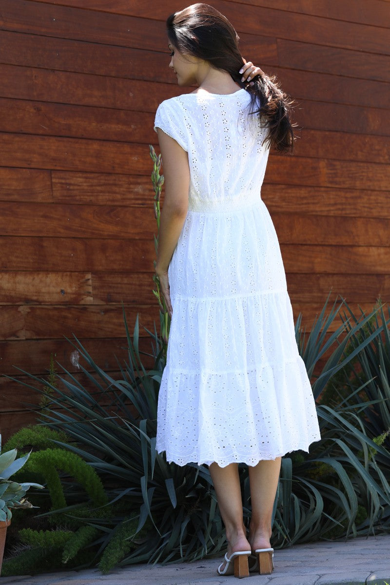 Lola P Eyelet Embroidered V Neck Midi Dress (30% off dress sale!)