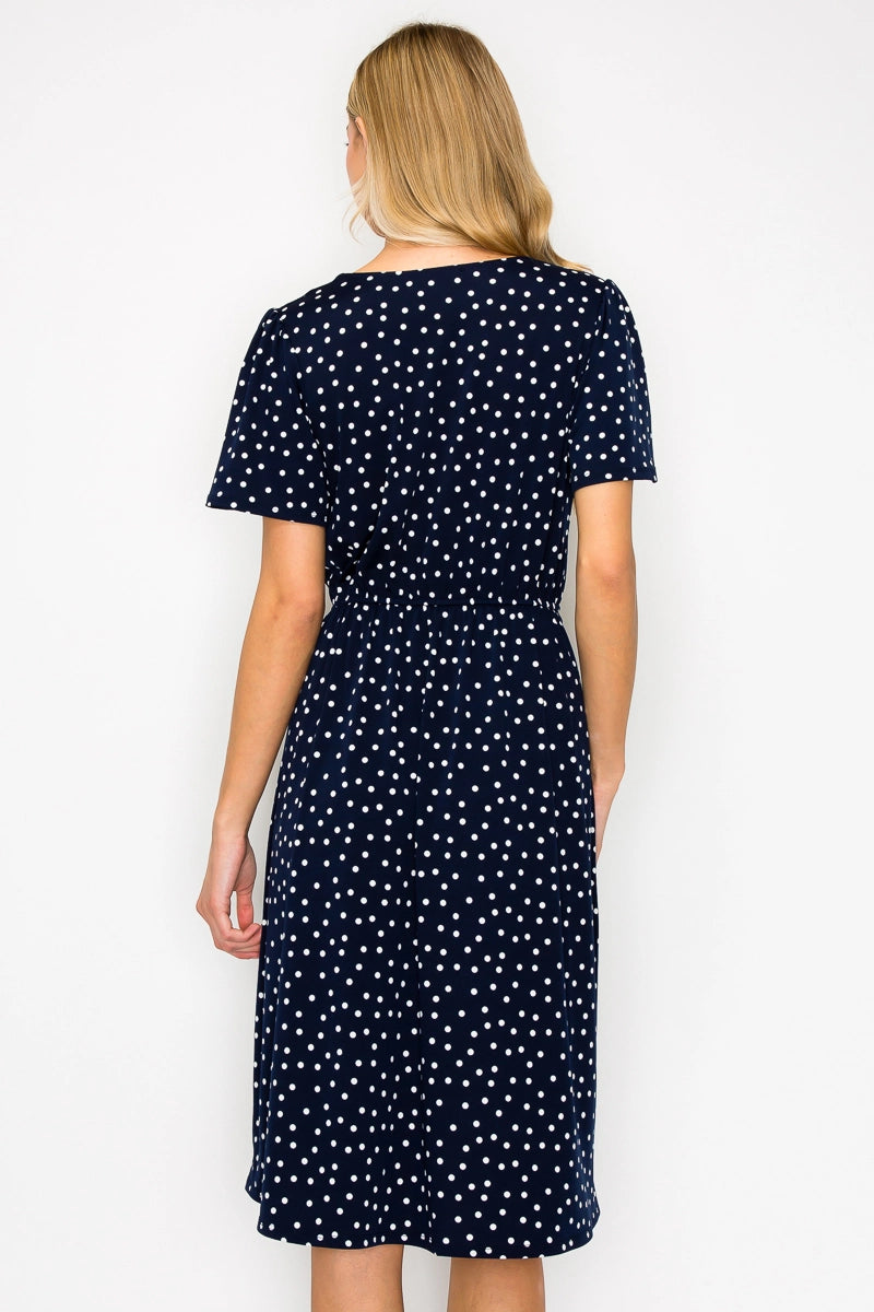 Perseption V Neck Tunnel Waist Short Sleeve Aline Dress