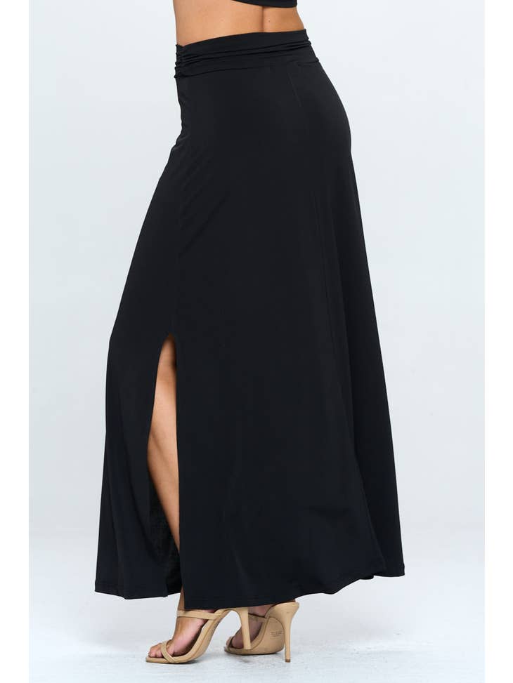 Dark Shadow- Solid Maxi Skirt with Slit