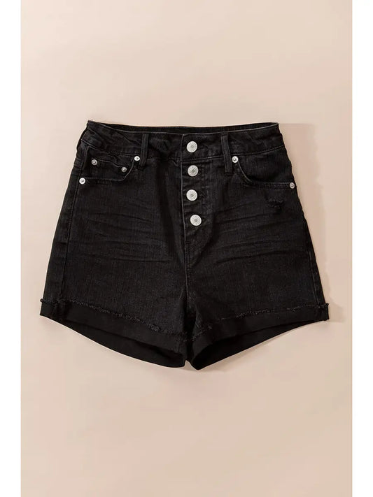Urban Daisy Folded Hem Button Fly Denim Shorts