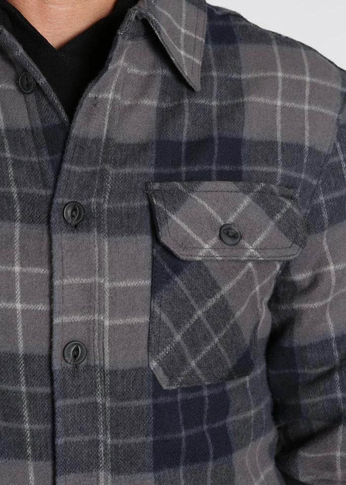 Jachs Grey and Navy Sherpa Lined Brushed Flannel