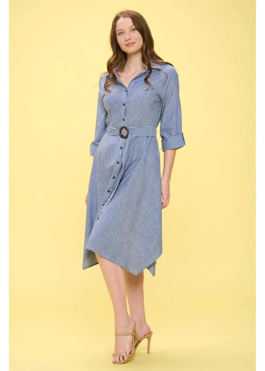 Perseption Wood O-Ring Shirt Midi Dress