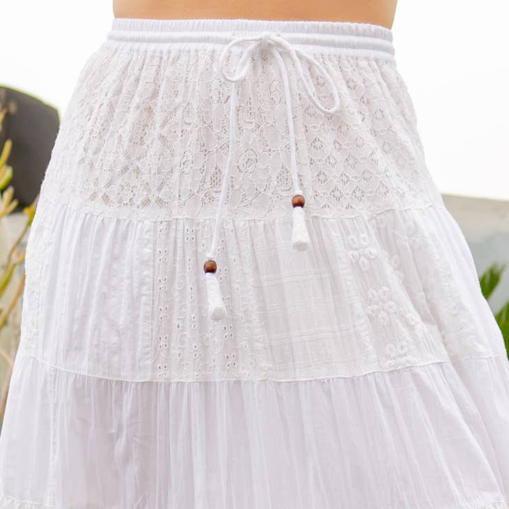 Floatin' on a Cloud - Crinkle & Lace skirt by Young Threads