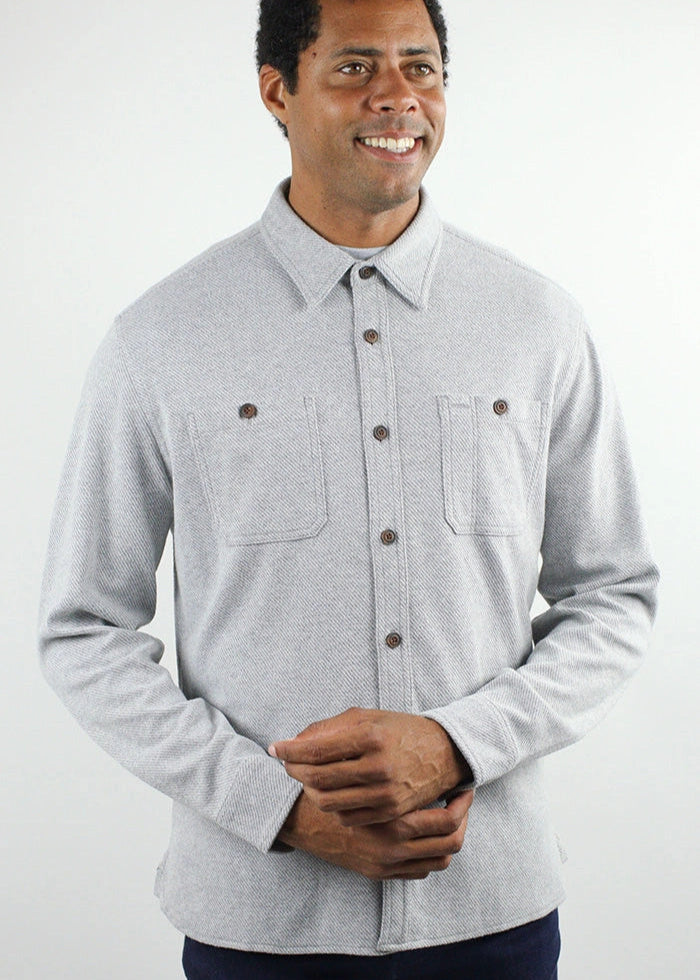 Jachs Light Grey Knit Flannel Shirt