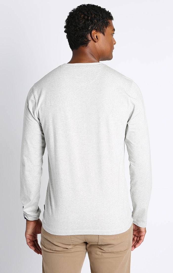 Jachs Light Grey Cotton Modal Blend Long Sleeve Henley