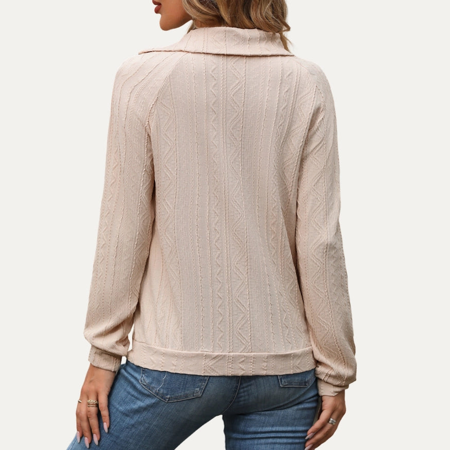 Sweet and Sassy Textured mock neck top - Apricot