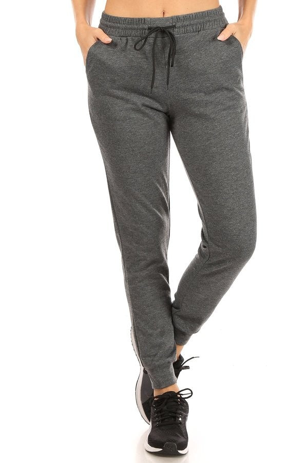 Solid Soft Terry Joggers Sweatpants - Charcoal