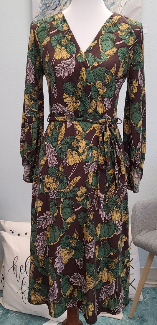 Tropical Floral Soft V Neck Dress - Last one Left* size Small