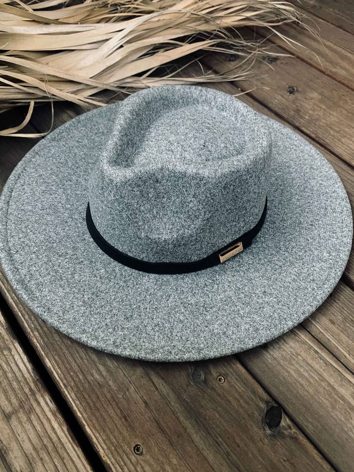 Tip of Hat to You - Grey Fedora Hat w/ Faux Leather Metal Trim