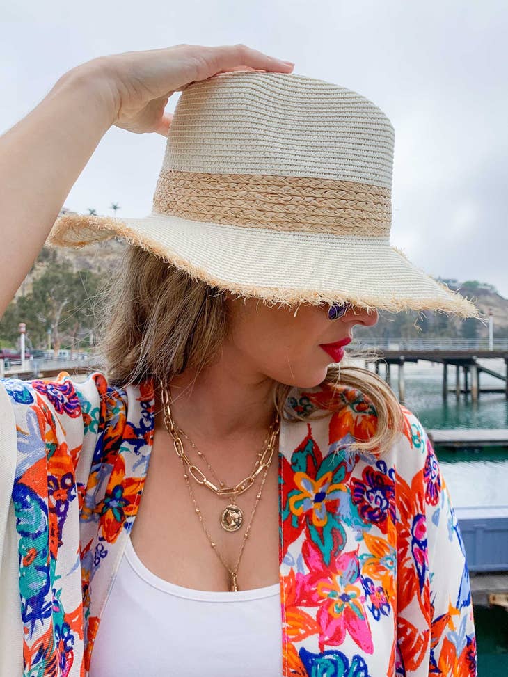 Boat Hair, Don't Care - Natural Straw Fedora Hat - Ivory