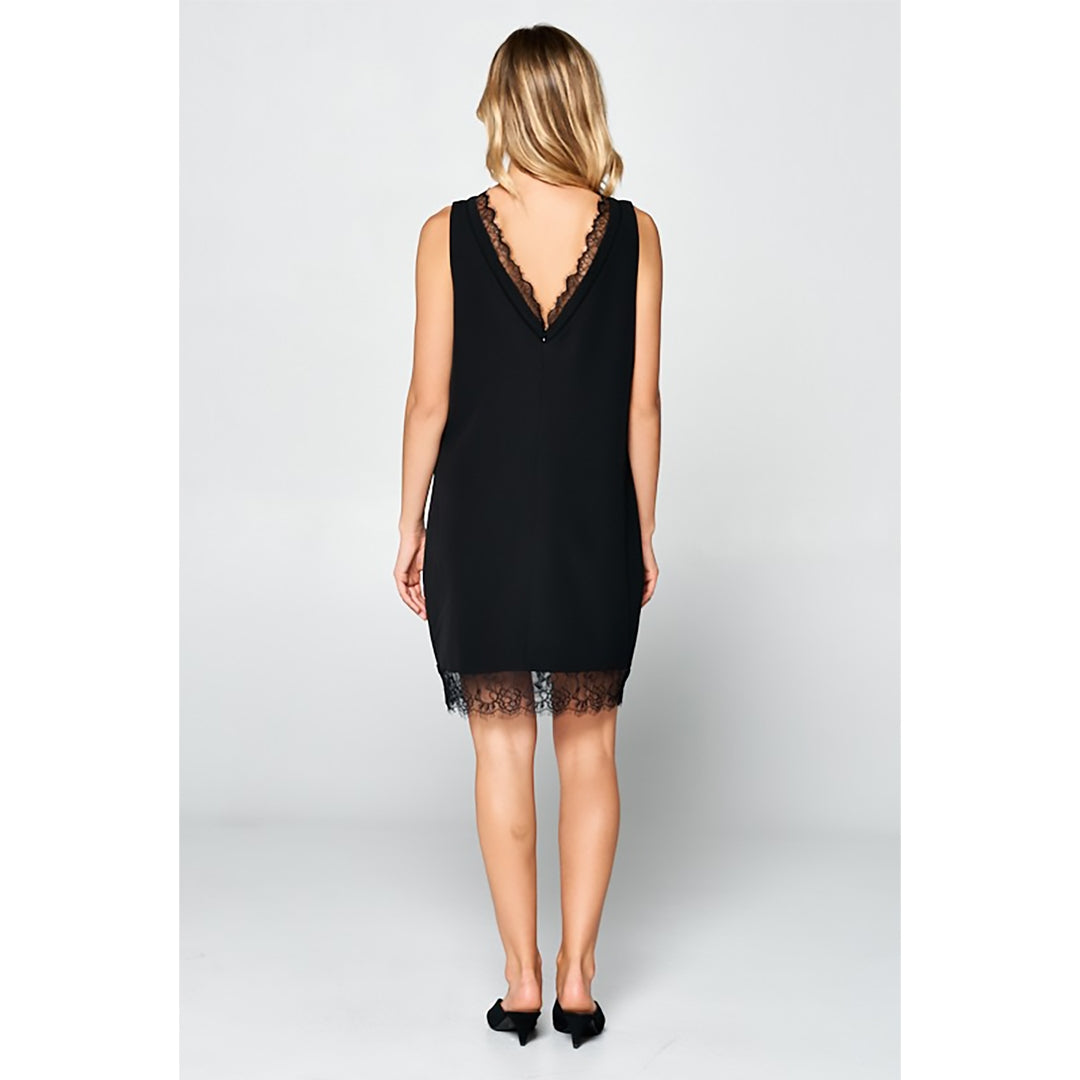 Sleeveless Mid Length Dress with Lace Detail
