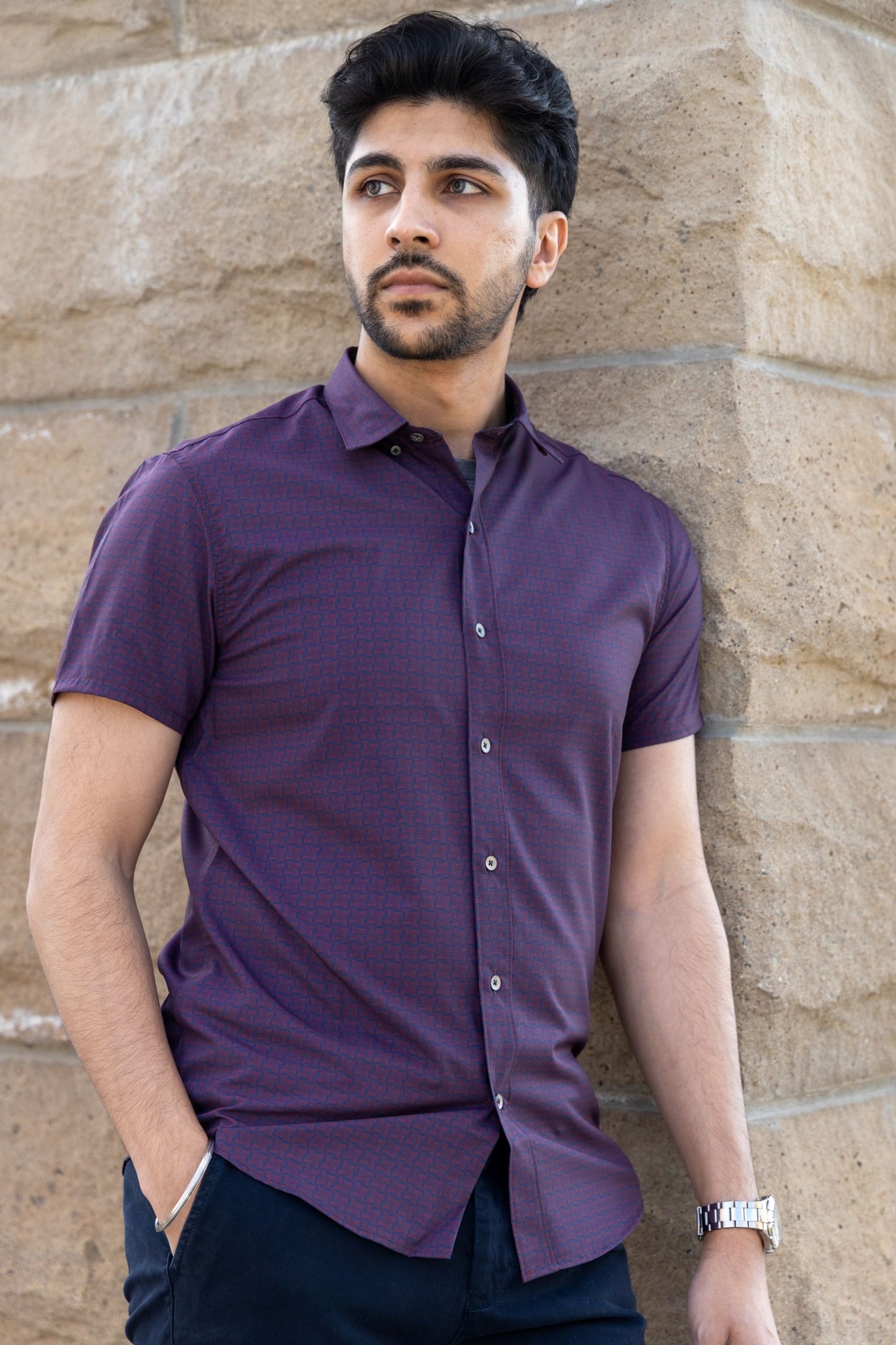 Grading it an "A" - Gradient Check 4-Way Stretch SS Shirt by W.R.K.