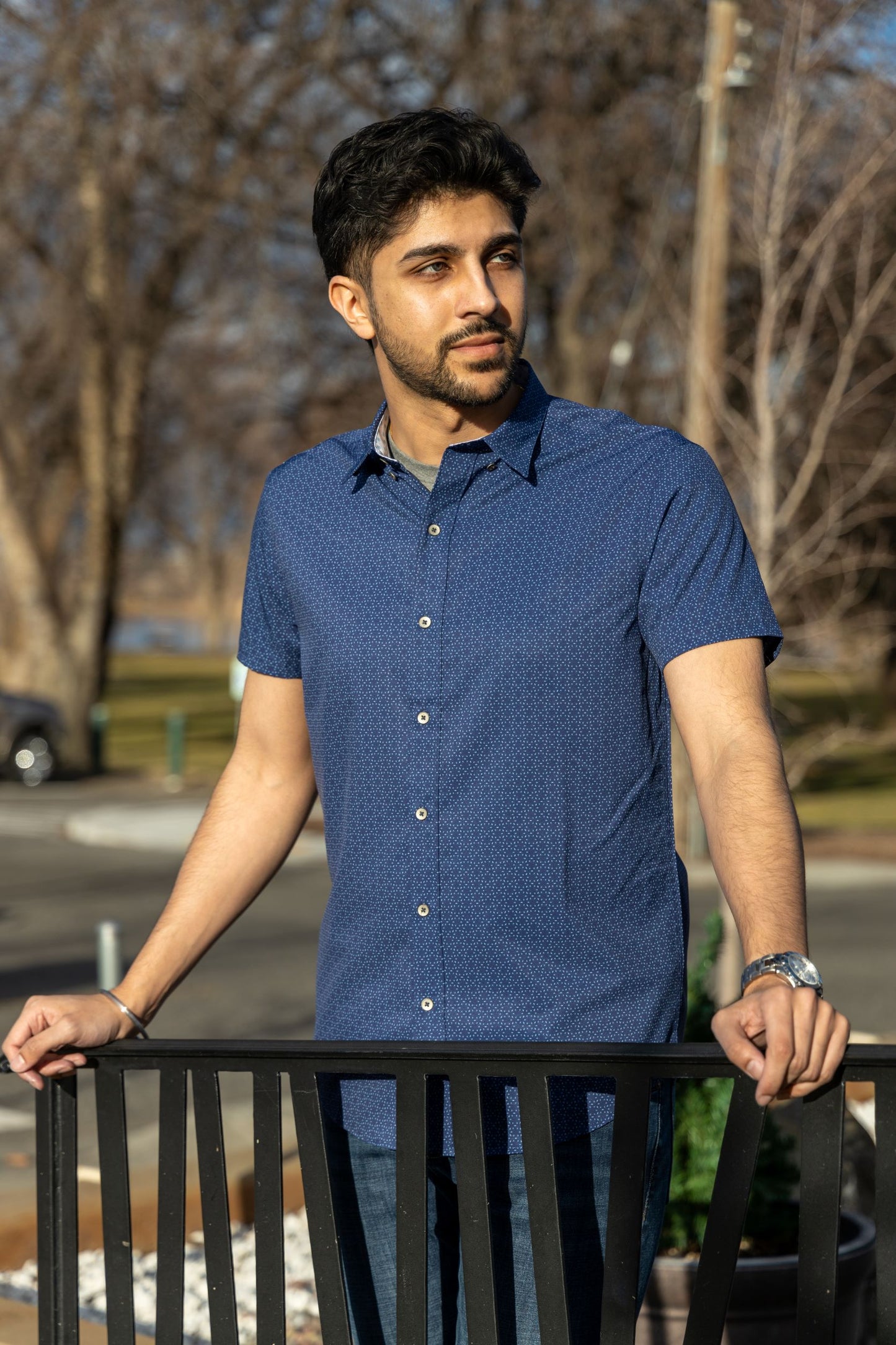 No Blue Dayz - Daisy Floral 4-Way Stretch SS Shirt by W.R.K.