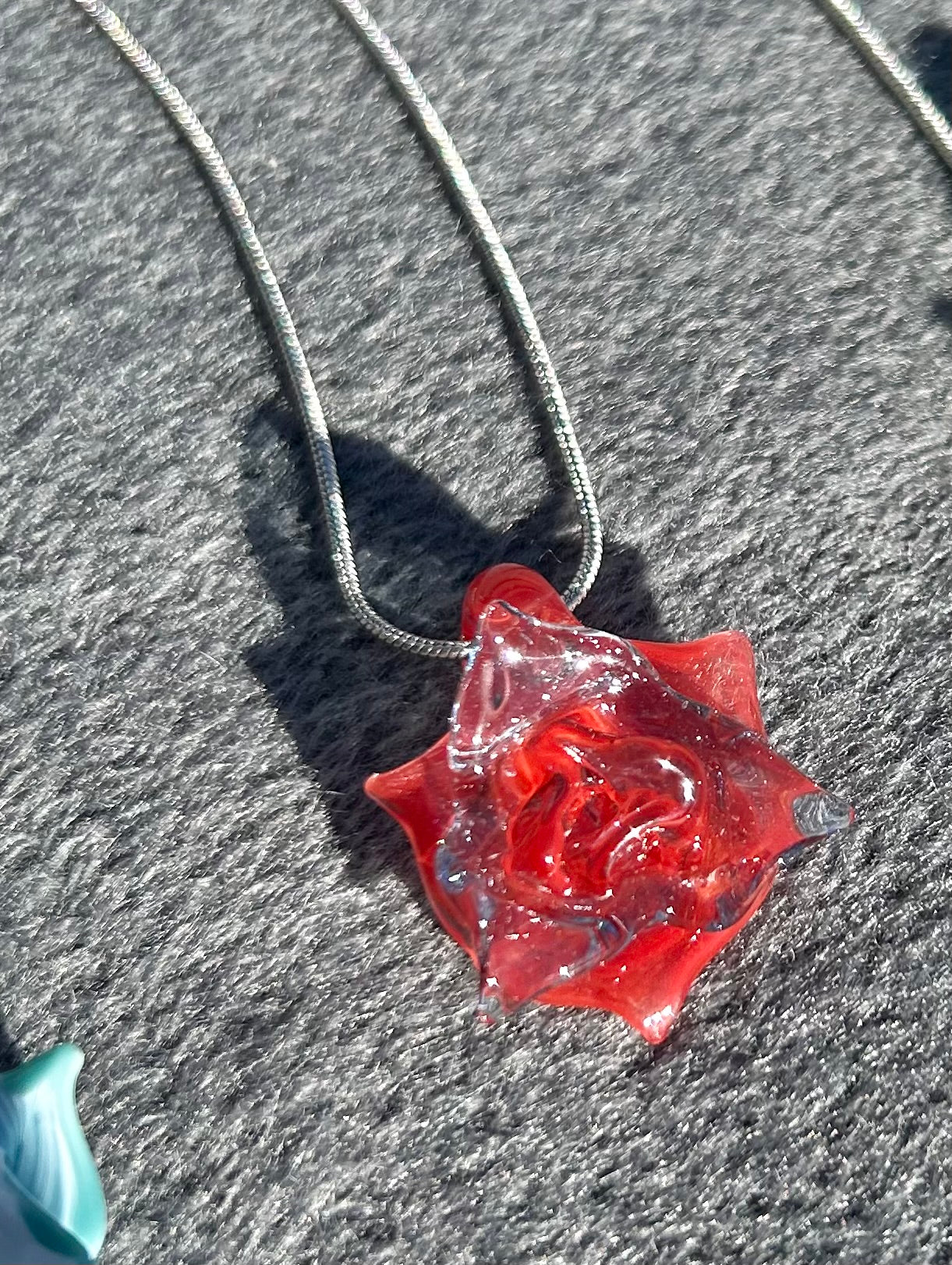 Glass sale rose pendant