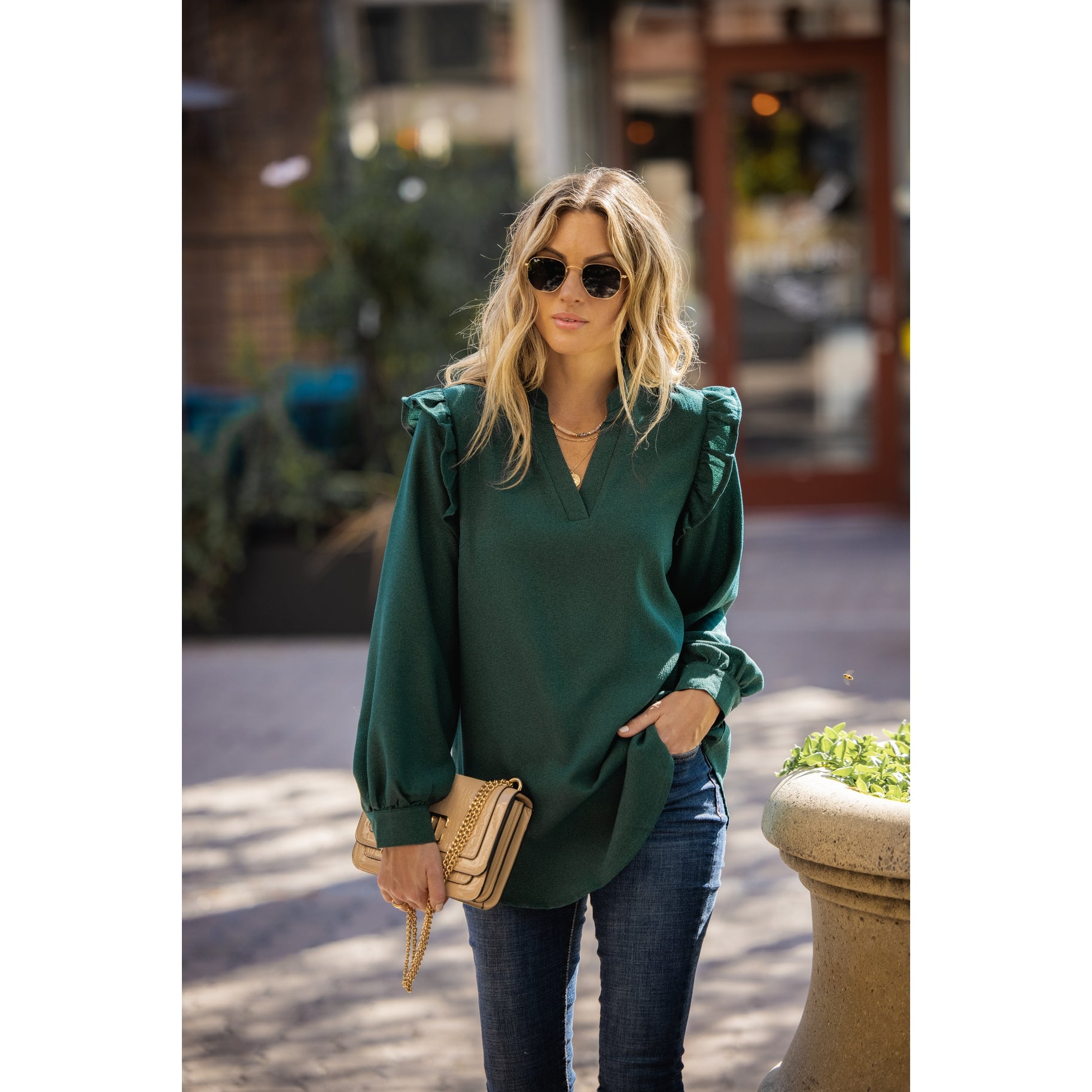 Long sleeve hot sale blouse outfit