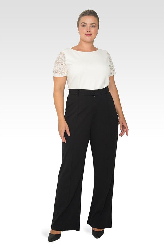 Standard & Practices Curvy Pintuck Stretch Crepe Wide Leg Trouser