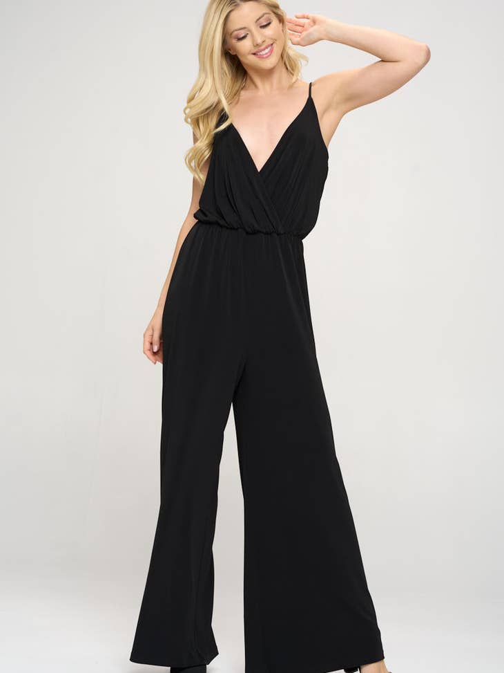 Jump into the New Year - Solid Surplice Front Jumpsuit