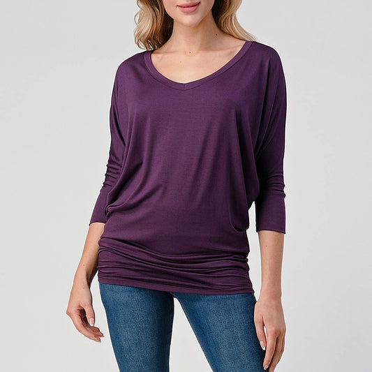 3/4 Dolman Sleeve in Eggplant - Last one Left* size Small