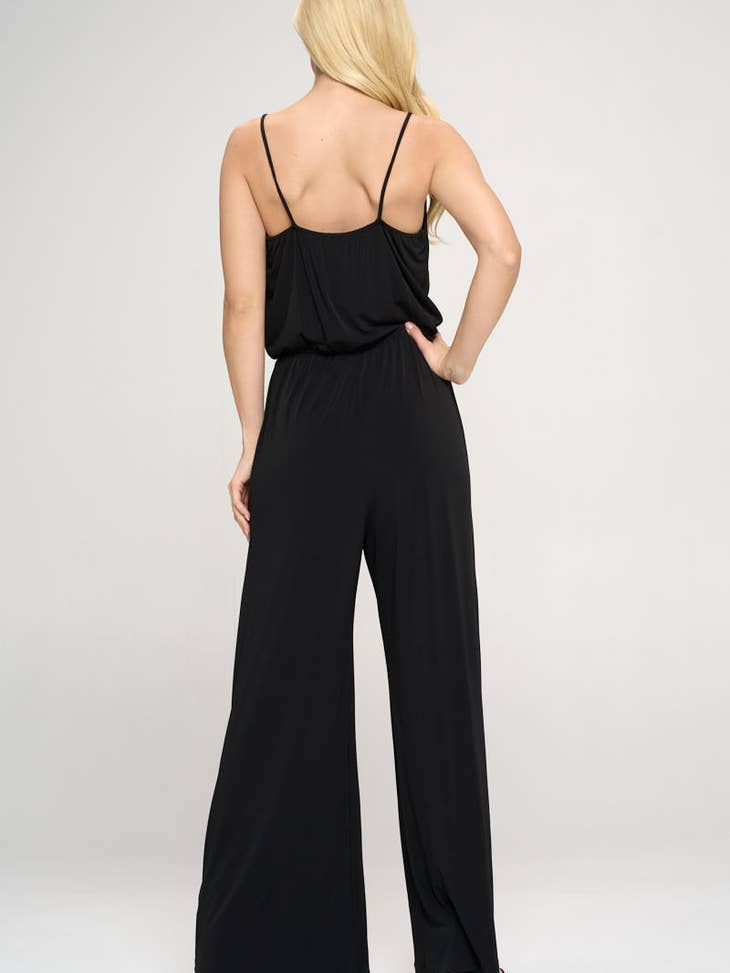 Jump into the New Year - Solid Surplice Front Jumpsuit