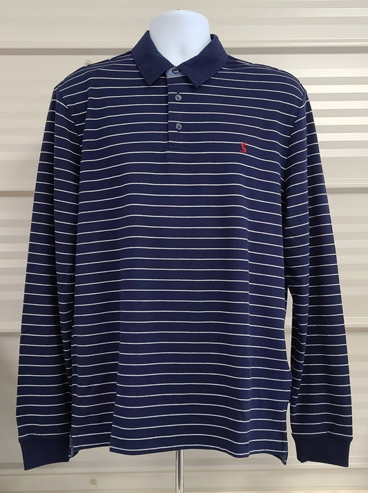 Joules  Woodwell Navy/Cream Stripe Long Sleeve Polo